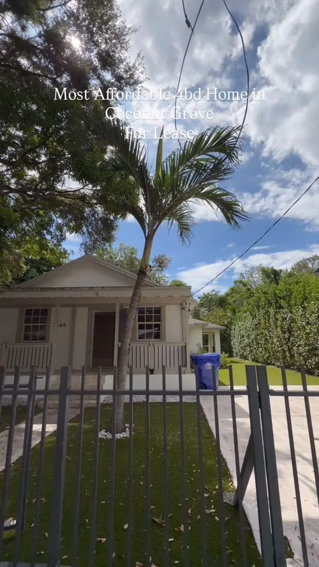For Lease 💫
✨ The most affordable 4BD single-family home in Coconut Grove!

Charming and fully renovated, this 4-bedroom, 3-bath home offers 1,765 SF of living space on a lush 5,300 SF lot. Reimagined in 2020, it blends classic Grove charm with modern design — featuring open-concept living, porcelain tile floors, a sleek kitchen, and updated baths.

Perfect for families, professionals, or UM students 🏡
Enjoy life just steps from your favorite Grove cafés, shops, parks, and marinas 🌿

📍 Coconut Grove, Miami
📞 Move-in ready — schedule your private tour today!

#ForLease #CoconutGroveLiving #MiamiHomes #GroveLife #MiamiRealEstate #LuxuryLease #RentalHome #MiamiLifestyle #CoconutGroveHomes #JustListed #LeaseMiami #GroveCharm #HomeSweetHome